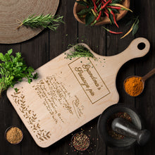 Load image into Gallery viewer, Personalized Handwritten Recipe Paddle Cutting Board