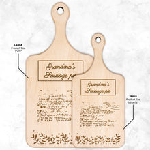 Load image into Gallery viewer, Personalized Handwritten Recipe Paddle Cutting Board