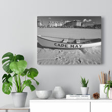 Load image into Gallery viewer, Black and White Photography Wall Art Print Lifeboat Beach Cape May NJ
