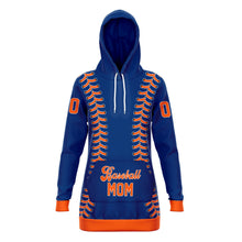 Load image into Gallery viewer, New York Baseball Personalized Longline Hoodie Blue & Orange