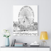 Load image into Gallery viewer, Art Sketch Wall Art Print Wildwood Jersey shore Morey's Piers amusement park Swings Big Ferris Wheel