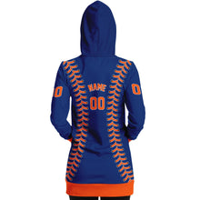 Load image into Gallery viewer, New York Baseball Personalized Longline Hoodie Blue & Orange