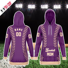 Load image into Gallery viewer, Personalized Long Hoodie Purple & Coral
