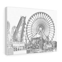 Load image into Gallery viewer, Art Sketch Wall Art Print Wildwood Moreys Piers Beach Sky Big Ferris Wheel