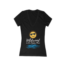 Load image into Gallery viewer, Wildwood Is Our Happy Place Women's Jersey Short Sleeve Deep V-Neck Tee