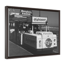 Load image into Gallery viewer, Black and White Photography Wall Art Print WIldwood Boardwalk Tramcar