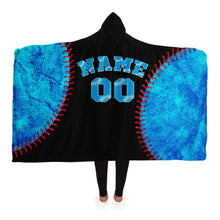 Load image into Gallery viewer, Miami Baseball Personalized Hooded Blanket Black & Blue