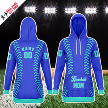 Load image into Gallery viewer, Personalized Long Hoodie Cobalt Blue & Turquoise