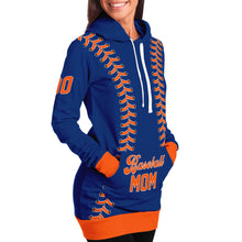 Load image into Gallery viewer, New York Baseball Personalized Longline Hoodie Blue & Orange