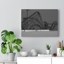 Load image into Gallery viewer, Wildwood Wooden Roller Coaster Black and White Photography Wall Art Print