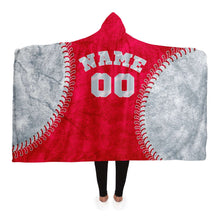 Load image into Gallery viewer, Seattle Baseball Personalized Hooded Blanket Red & Silver