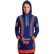 Load image into Gallery viewer, New York Baseball Personalized Longline Hoodie Blue & Orange