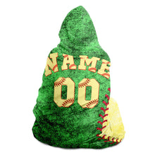 Load image into Gallery viewer, Personalized Baseball Hooded Blanket Green and Yellow