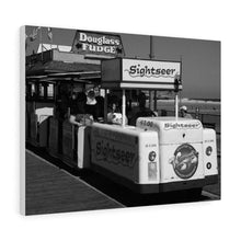 Load image into Gallery viewer, Black and White Photography Wall Art Print WIldwood Boardwalk Tramcar