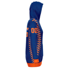 Load image into Gallery viewer, New York Baseball Personalized Longline Hoodie Blue & Orange