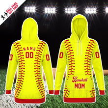 Load image into Gallery viewer, Softball Personalized Long Hoodie Yellow