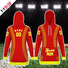 Load image into Gallery viewer, Softball Personalized Long Hoodie Red