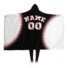 Load image into Gallery viewer, Personalized Baseball Hooded Blanket Black & White