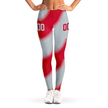 Load image into Gallery viewer, Seattle Personalized Leggings Red & Silver