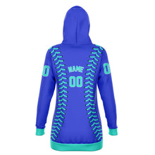 Load image into Gallery viewer, Personalized Long Hoodie Cobalt Blue & Turquoise
