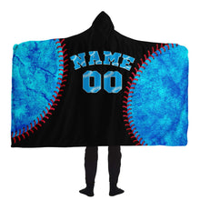 Load image into Gallery viewer, Miami Baseball Personalized Hooded Blanket Black & Blue