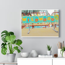 Load image into Gallery viewer, Watercolor Painting Wall Art Print Moreys Piers Wildwood NJ Piers Amusement Park Bench