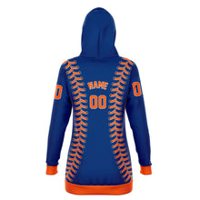 Load image into Gallery viewer, New York Baseball Personalized Longline Hoodie Blue & Orange