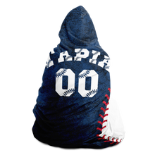 Load image into Gallery viewer, Baseball Gift Ideas New York Baseball Personalized Hooded Blanket Blue & White