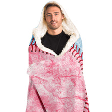 Load image into Gallery viewer, Personalized Baseball Hooded Blanket Pale Blue and Pink