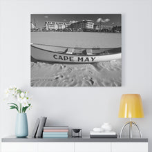 Load image into Gallery viewer, Black and White Photography Wall Art Print Lifeboat Beach Cape May NJ