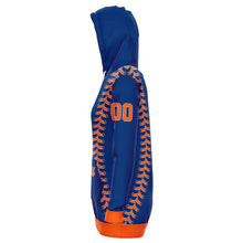 Load image into Gallery viewer, New York Baseball Personalized Longline Hoodie Blue & Orange