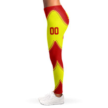 Load image into Gallery viewer, Softball Personalized Leggings Red & Yellow