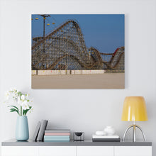 Load image into Gallery viewer, Canvas Print Piers Amusement Park Wooden Roller Coaster Beach