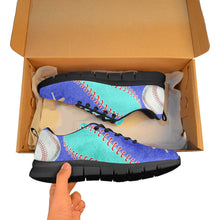 Load image into Gallery viewer, Baseball Sneakers Blue and Turquoise