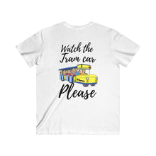 Load image into Gallery viewer, Watch The Tramcar Please Wildwood NJ In While Men's Fitted V-Neck Short Sleeve Tee