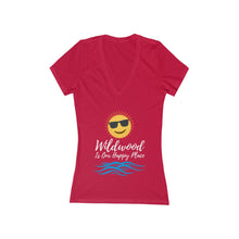 Load image into Gallery viewer, Wildwood Is Our Happy Place Women's Jersey Short Sleeve Deep V-Neck Tee