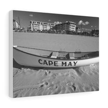 Load image into Gallery viewer, Black and White Photography Wall Art Print Lifeboat Beach Cape May NJ
