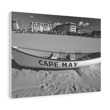 Load image into Gallery viewer, Black and White Photography Wall Art Print Lifeboat Beach Cape May NJ