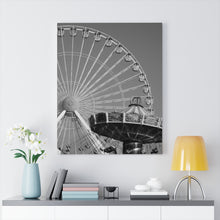 Load image into Gallery viewer, Black and White Photography Wall Art Print Amusement Park Wildwood Ferris Wheel