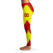 Load image into Gallery viewer, Softball Personalized Leggings Red & Yellow