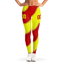 Load image into Gallery viewer, Softball Personalized Leggings Red & Yellow