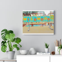 Load image into Gallery viewer, Watercolor Painting Wall Art Print Moreys Piers Wildwood NJ Piers Amusement Park Bench