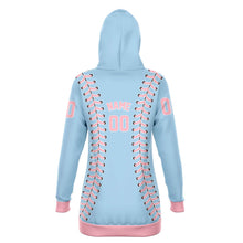Load image into Gallery viewer, Personalized Long Hoodie Light Blue & Pink