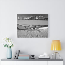 Load image into Gallery viewer, Black and White Photography Wall Art Print Lifeboat Beach Cape May NJ