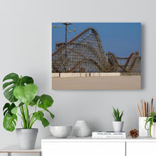 Load image into Gallery viewer, Canvas Print Piers Amusement Park Wooden Roller Coaster Beach
