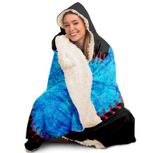 Load image into Gallery viewer, Miami Baseball Personalized Hooded Blanket Black & Blue