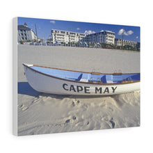 Load image into Gallery viewer, Canvas Print Lifeboat On Beach Morning Cape May New Jersey