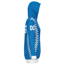 Load image into Gallery viewer, Personalized Long Hoodie Blue & White