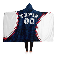 Load image into Gallery viewer, Baseball Gift Ideas New York Baseball Personalized Hooded Blanket Blue & White
