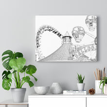 Load image into Gallery viewer, Art Sketch Wall Art Print Wildwood NJ Boardwak Roller Coaster & Ferris Wheel